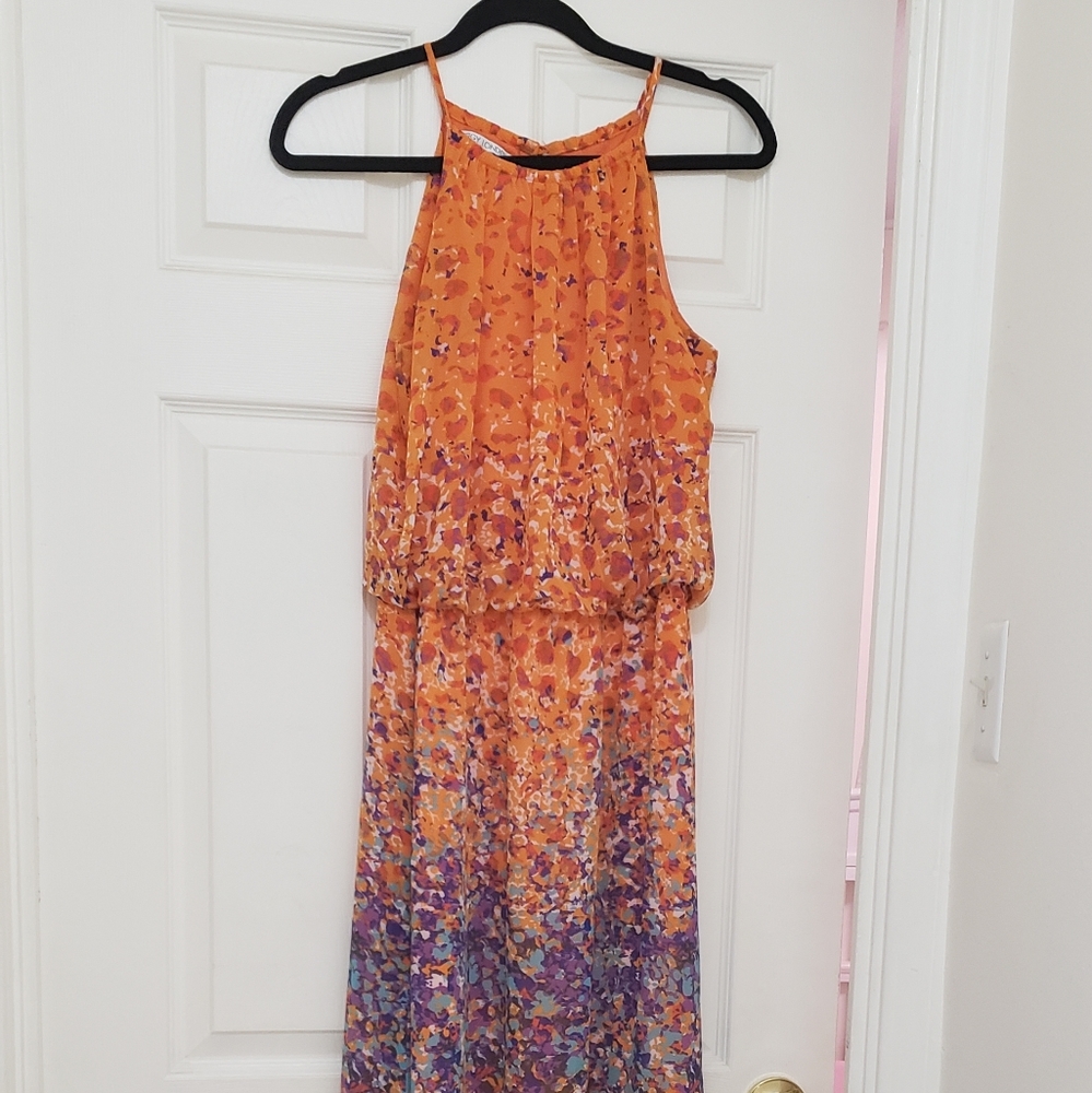 Maggy London Orange & Purple Maxi Dress